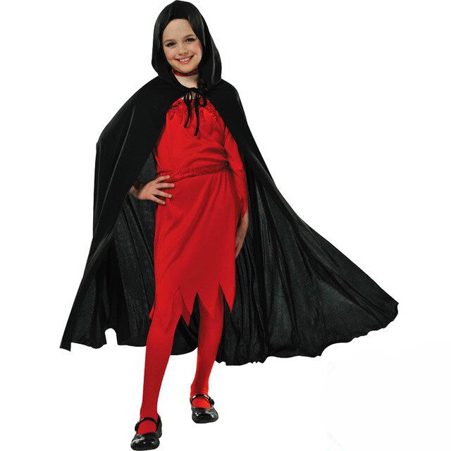 Hooded Black Cape - Cape with Hat 90 cm