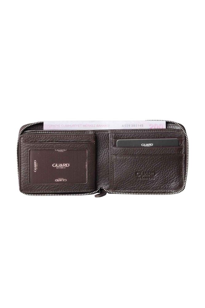 Brown Zippered Horizontal Mini Genuine Leather Wallet