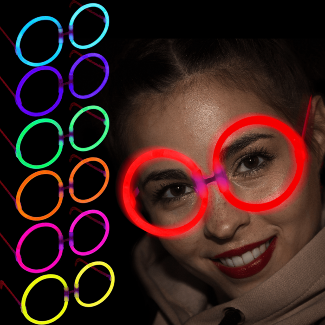 Glow Stick Party Goggles Glow Party Round Shaped Phosphorescent Glasses 6Pcs