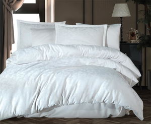 Exclusive Jacquard Double Cotton Sateen Duvet Cover Pavaya v1 White