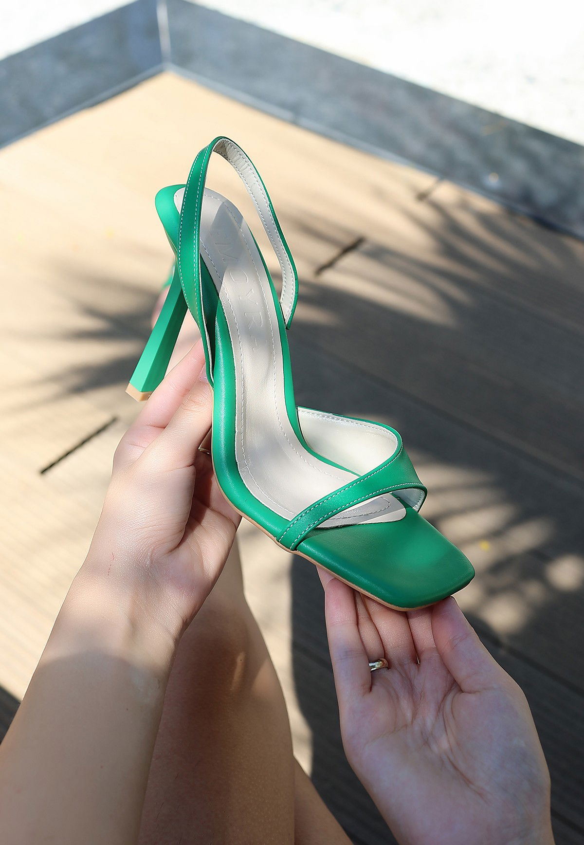 Green Skin Heeled Shoes