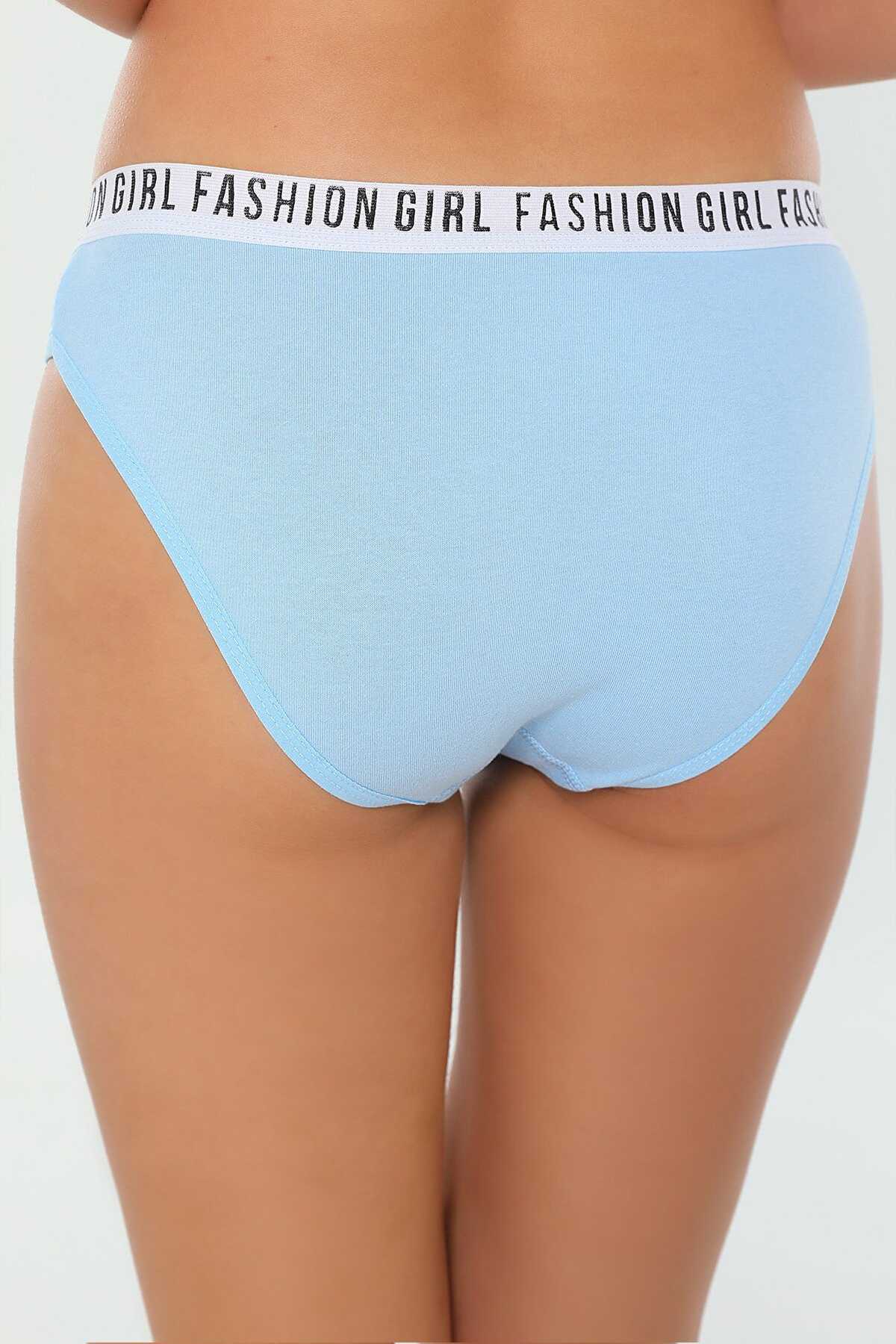 6 Pcs Elastic Cotton Women's Panties with Written Waist