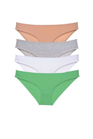 4pcs Super Eco Set Lycra Women Slip Panties Skin Gray White Green