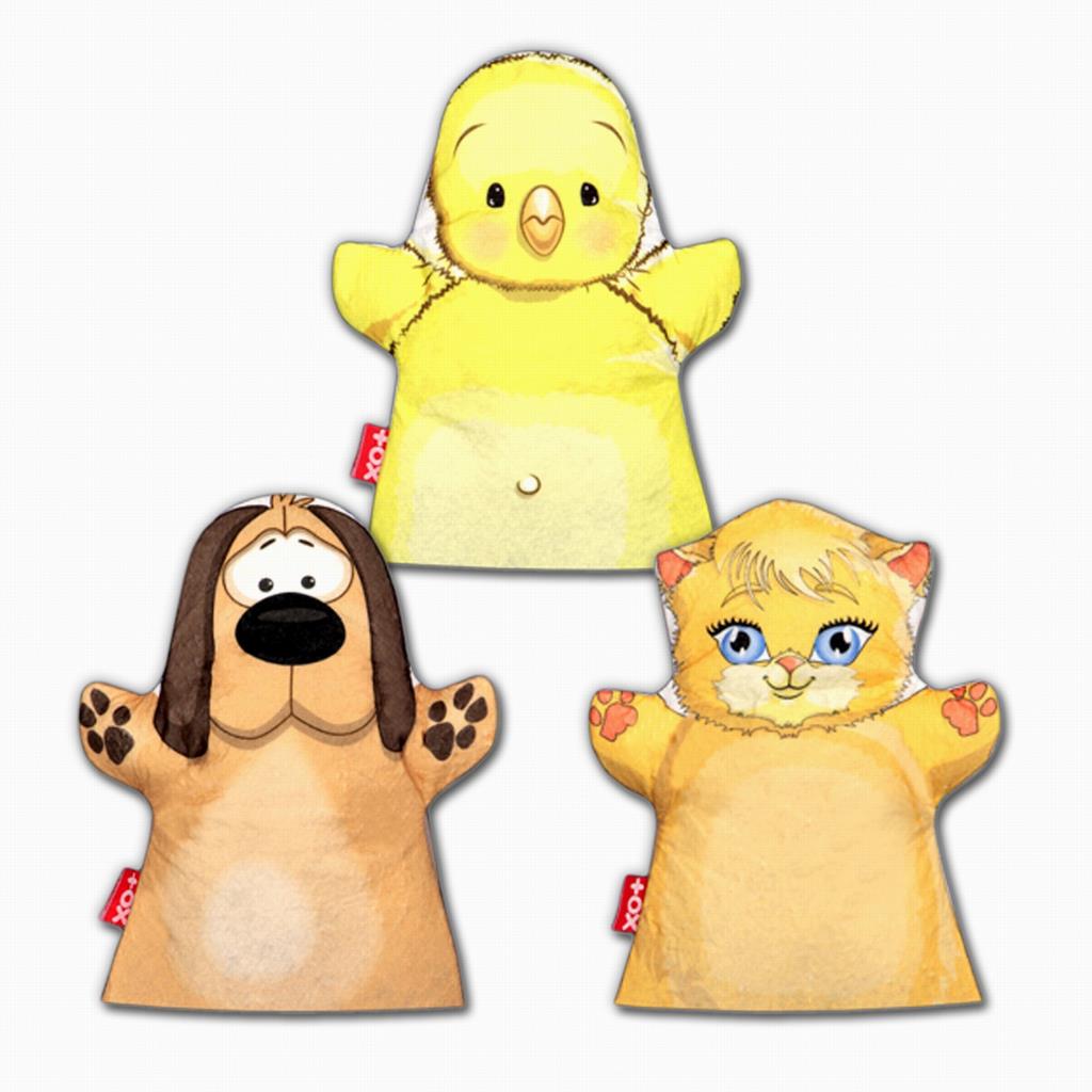 3 Piece Pets Hand Puppet Set , Educational Toy