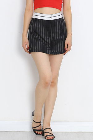 Striped Shorts Skirt Black