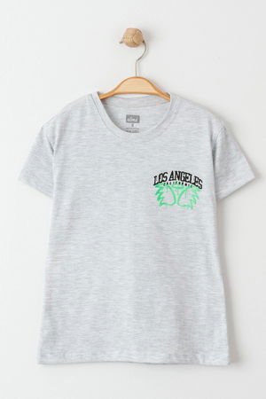 8-12 Years Printed Kids T-Shirt Gray