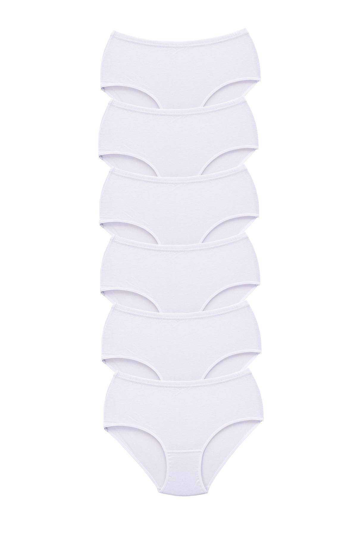 6Pcs Women High Waist Bato Thick Rubber Panties White