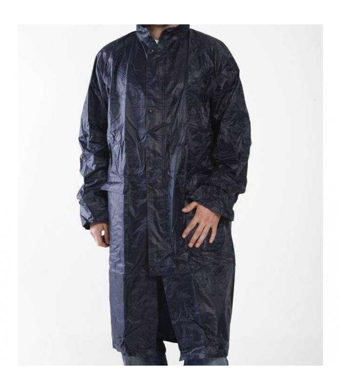 Hooded Navy Blue PVC Raincoat XXL