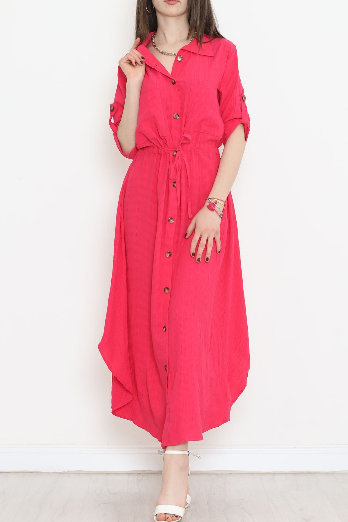 Double Pocket Dress Fuchsia