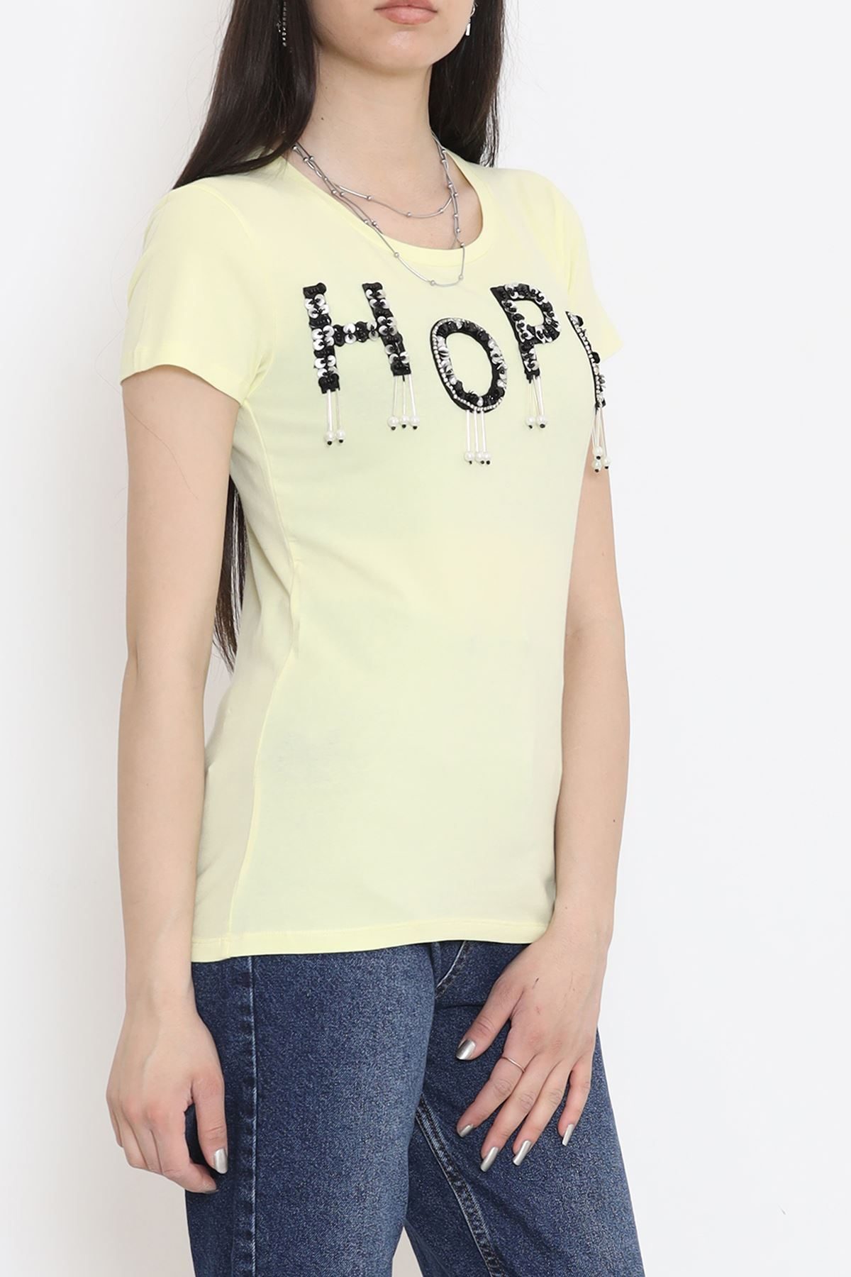 T-shirt with Sparkling Tassels Yellow