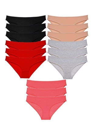 15pcs Super Eco Set Lycra Women Slip Panties Black Red Skin Gray Fuchsia