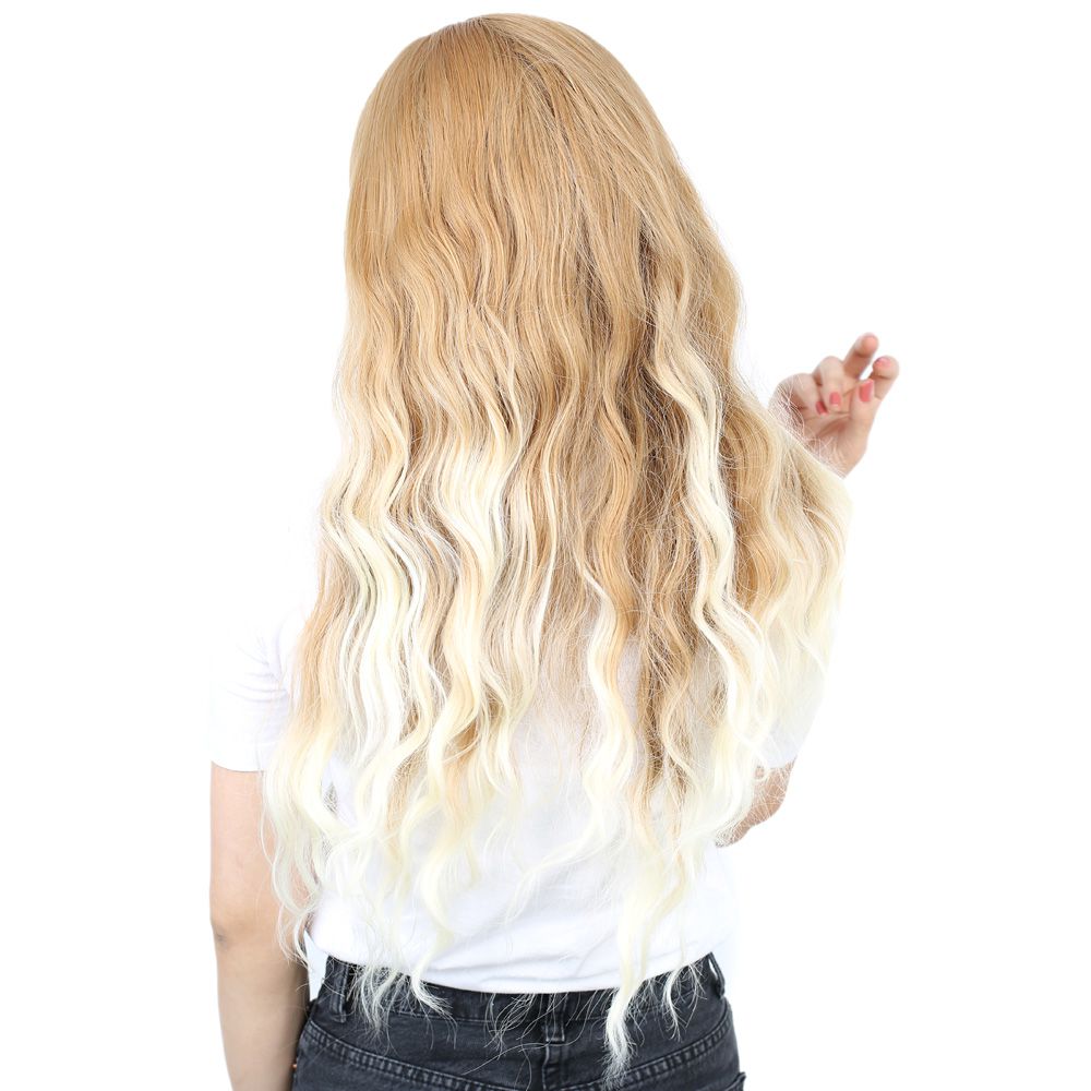 Kanekalon Fiber Synthetic Wig with Long Water Wavy Look Kanekalon Fiber Synthetic Wig with Special Bangs / Wig / Platinum Long Ombré