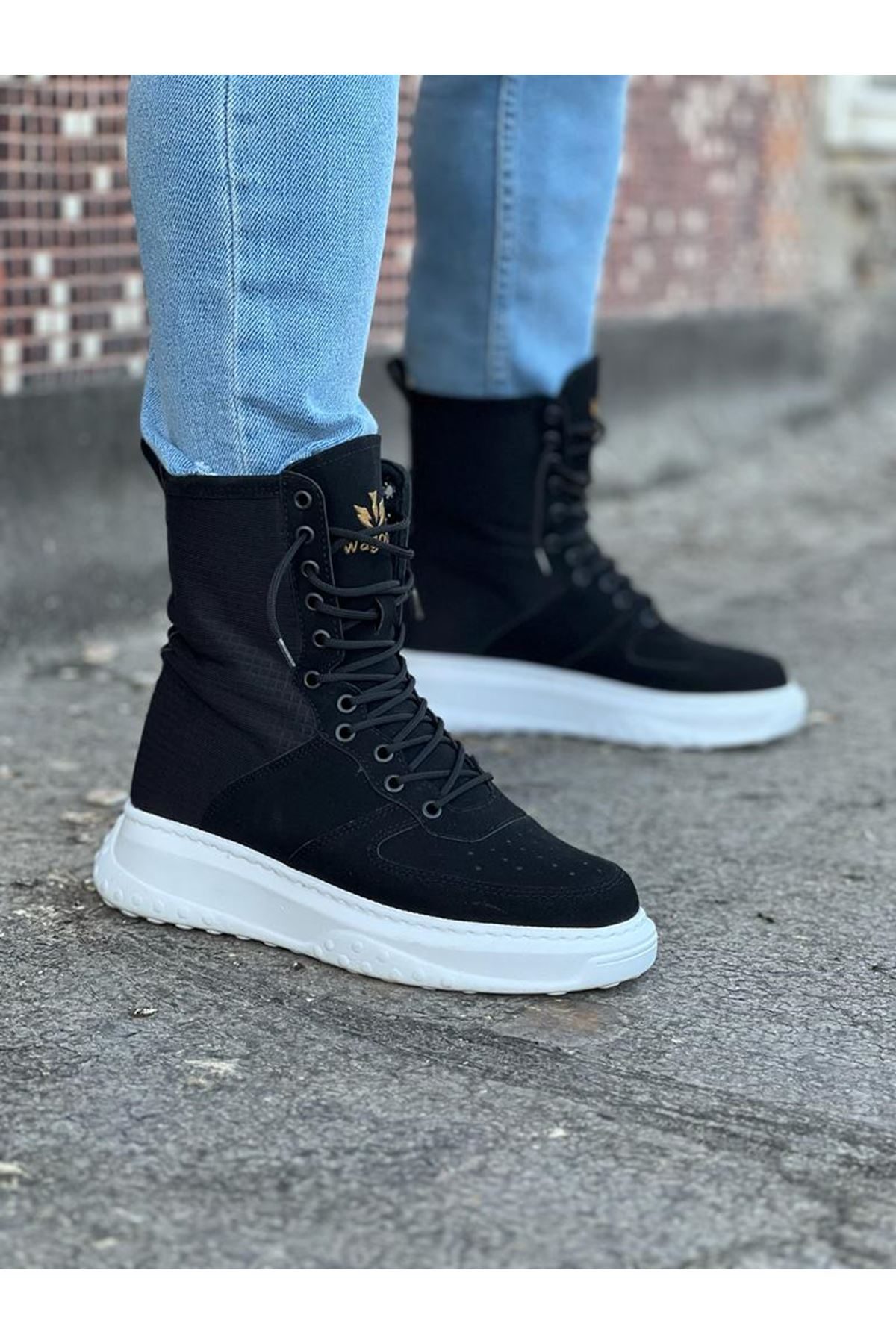 Black Suede Long Lace-up Boots