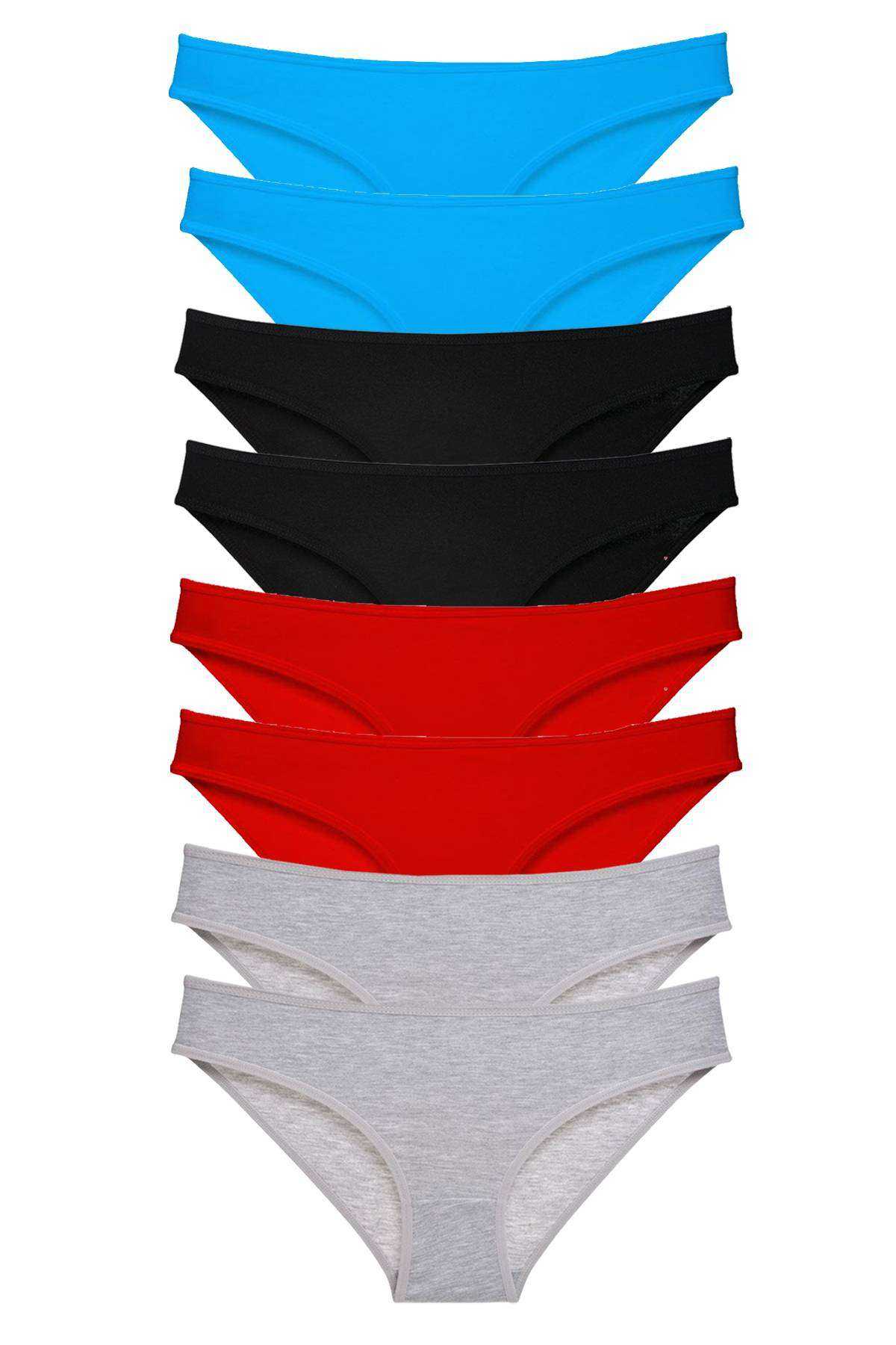 8pcs Super Eco Set Lycra Women Slip Panties Black Red Gray Blue