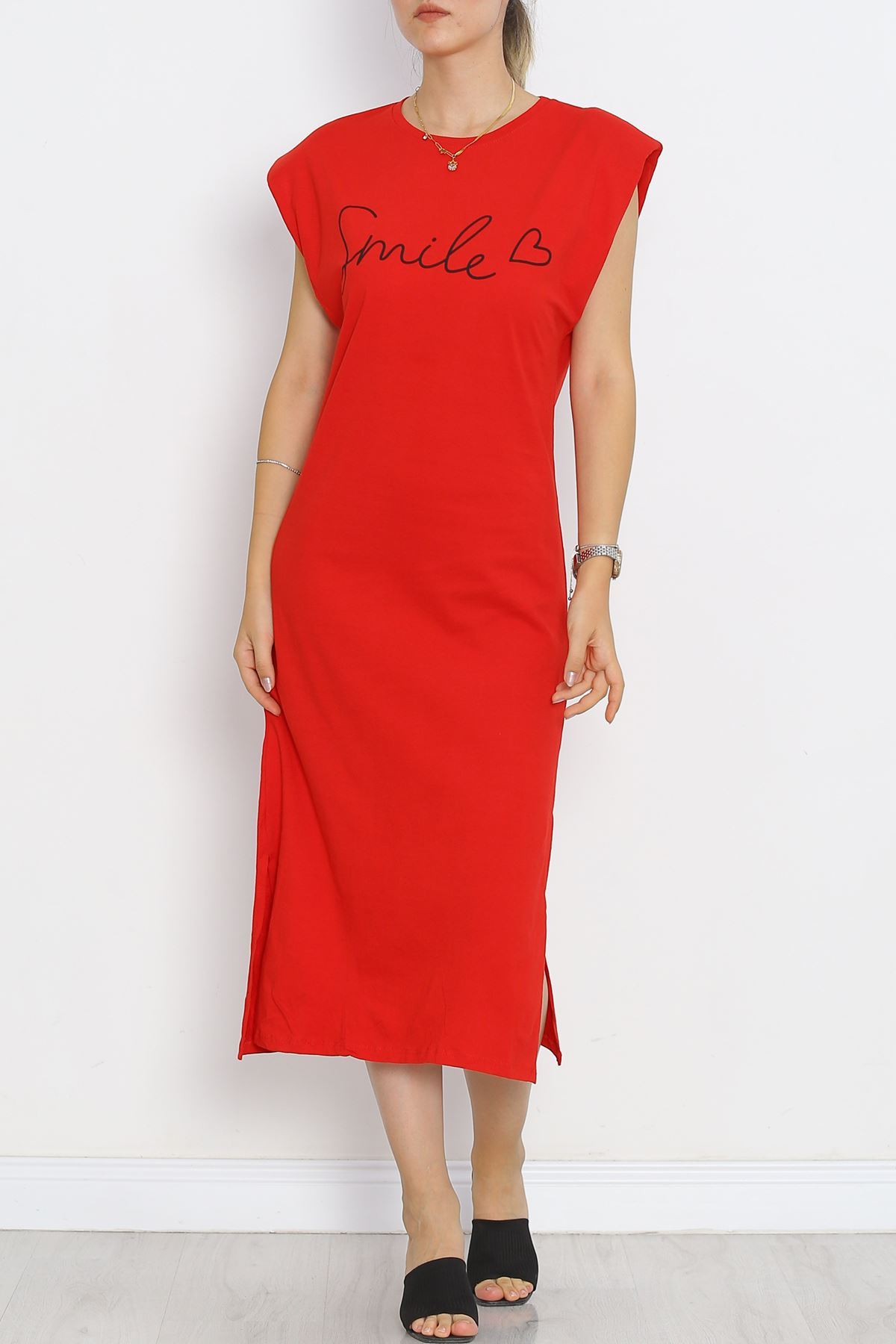 Wadded Single Jersey Dress Red