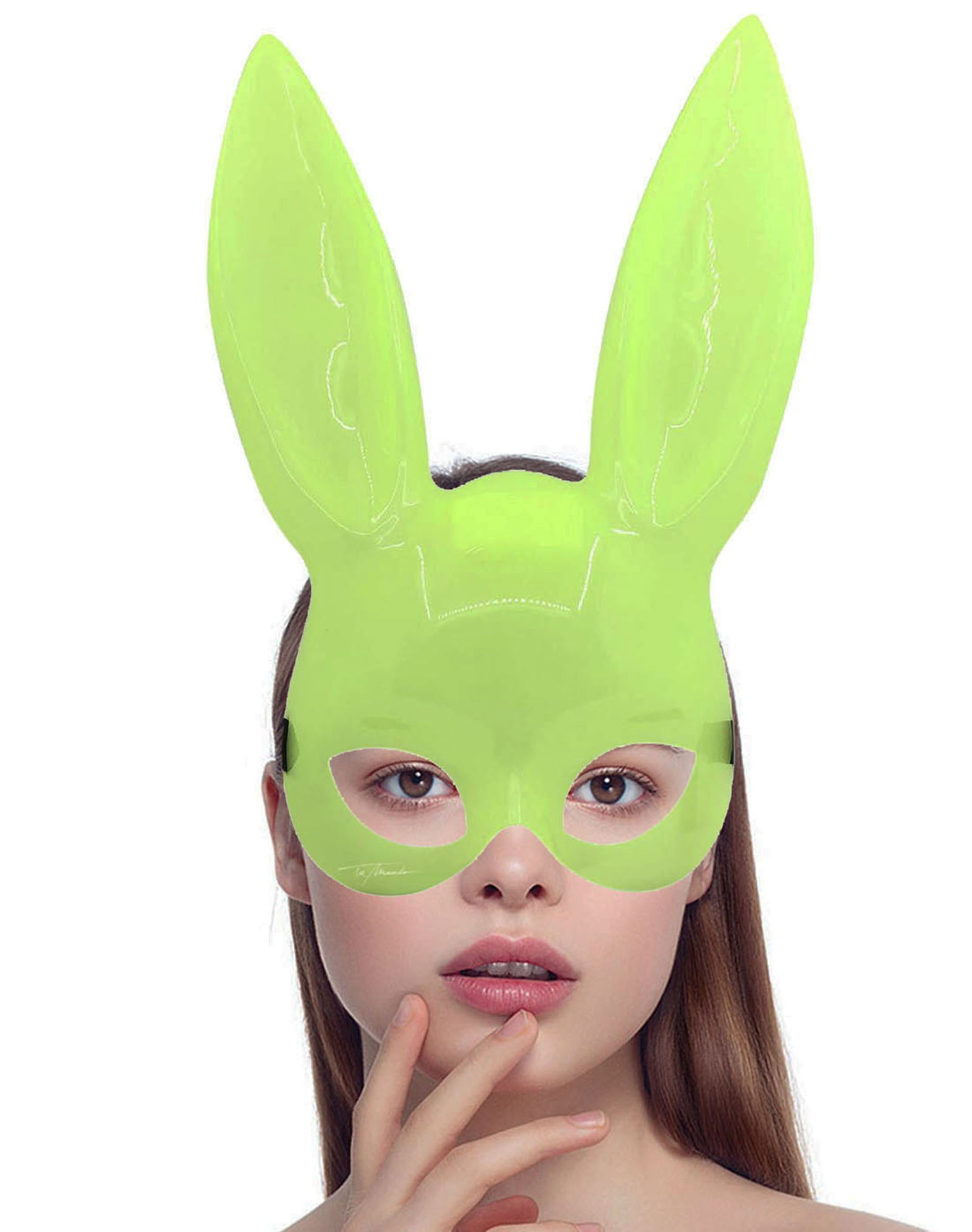 Glow in the Dark Fluorescent Rabbit Mask 32x22 cm