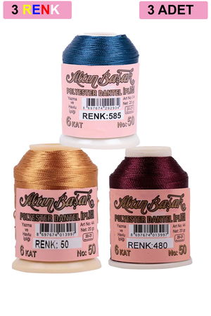 3 Pieces Altinbasak Oya and Lace Floss 20 gr - Turk - No: 050 - 480 - 585