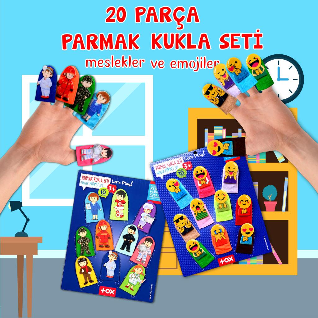 2 Set - 20 Pieces Emojis and Professions Finger Puppet