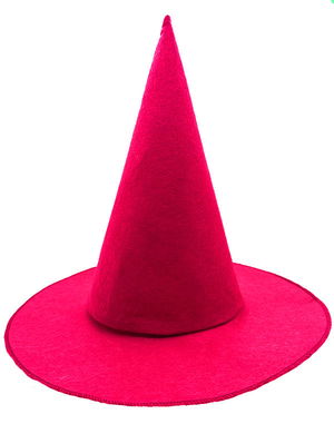 Pink Fuchsia Color Felt Witch Hat Adult Child Compatible 35X38 cm