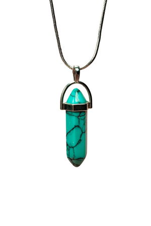 Turquoise Natural Stone Chain Handmade Necklace Pendant: 3 cm Chain: 20 cm Boxed