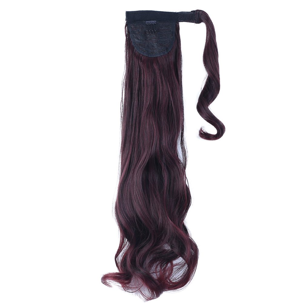 Tied Wavy Ponytail / Dark Red