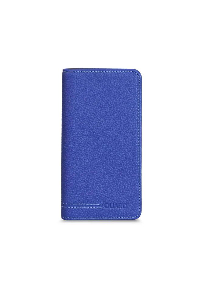 Blue Black Leather Portfolio Wallet with Phone Port