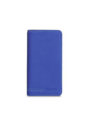 Blue Black Leather Portfolio Wallet with Phone Port