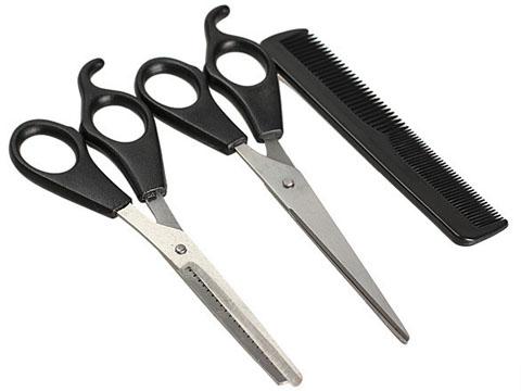 Barber Shaving Set - Scissors Comb Apron - 4 Piece Special Set