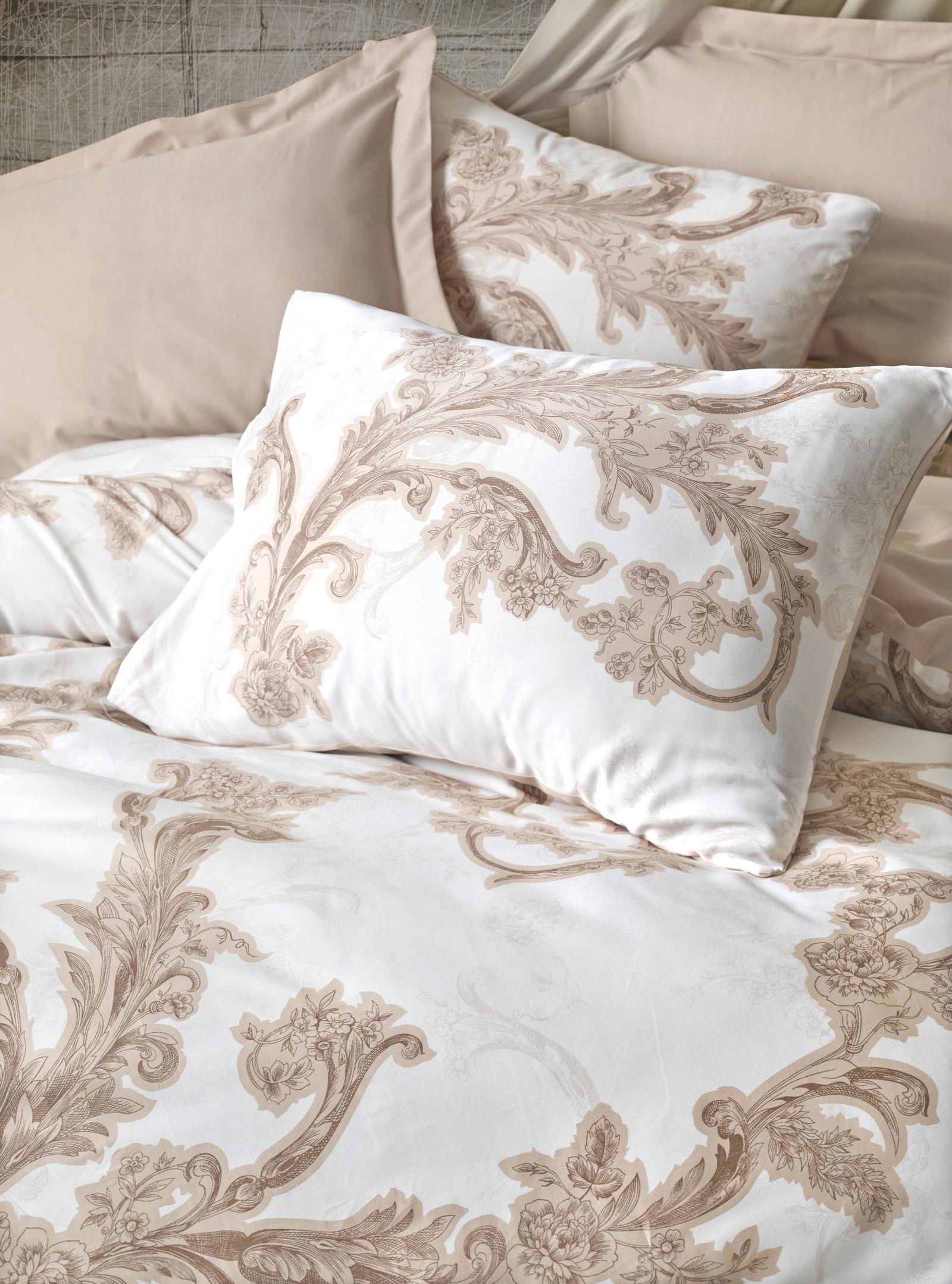 Loren Beige Double Satin Duvet Cover Set