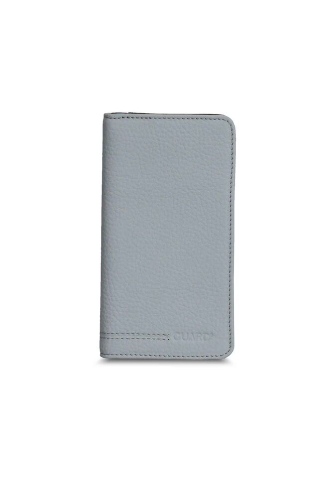 Gray Black Leather Portfolio Wallet with Phone Entry