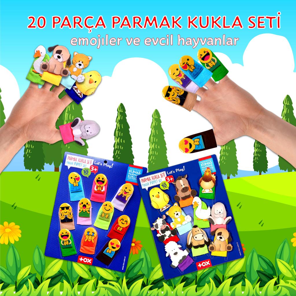 2 Sets - 20 Pieces Emojis and Pets Finger Puppet