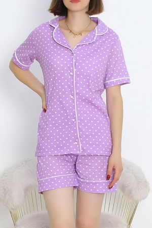 Buttoned Shorts Pajama Set with Pointsila