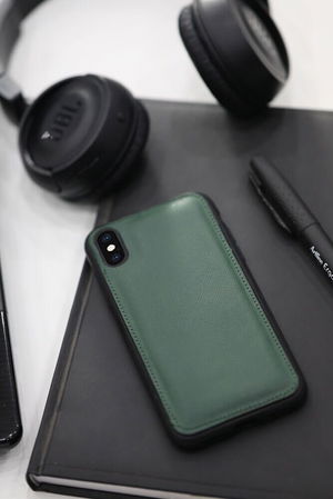 Green Saffiano Leather iPhone X/XS Case