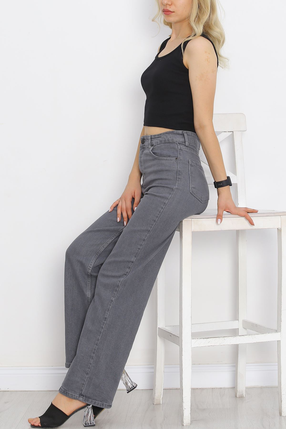 Palazzo Jeans Pants Light Smoked1