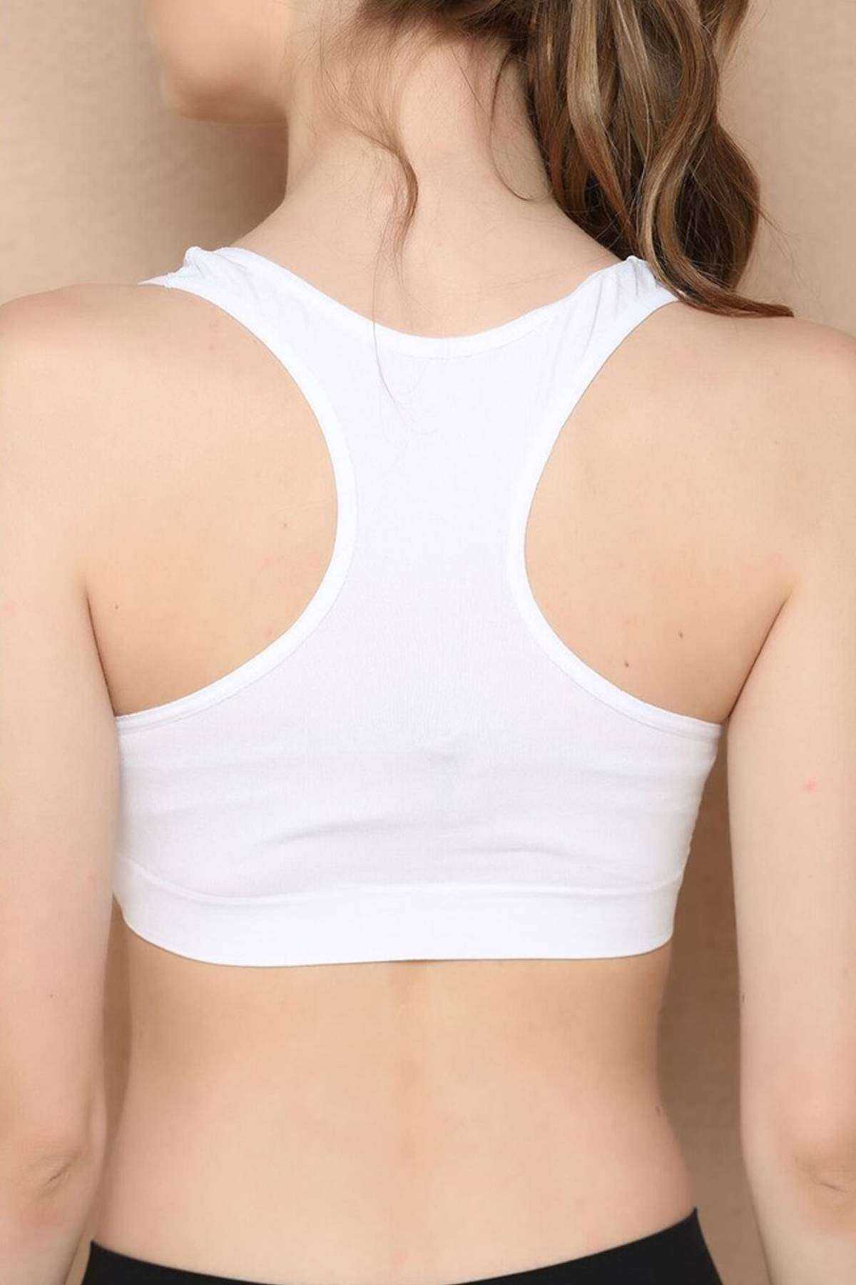 Elite Life Wide Straps Women's Supported Sports Bustier White Bra 777