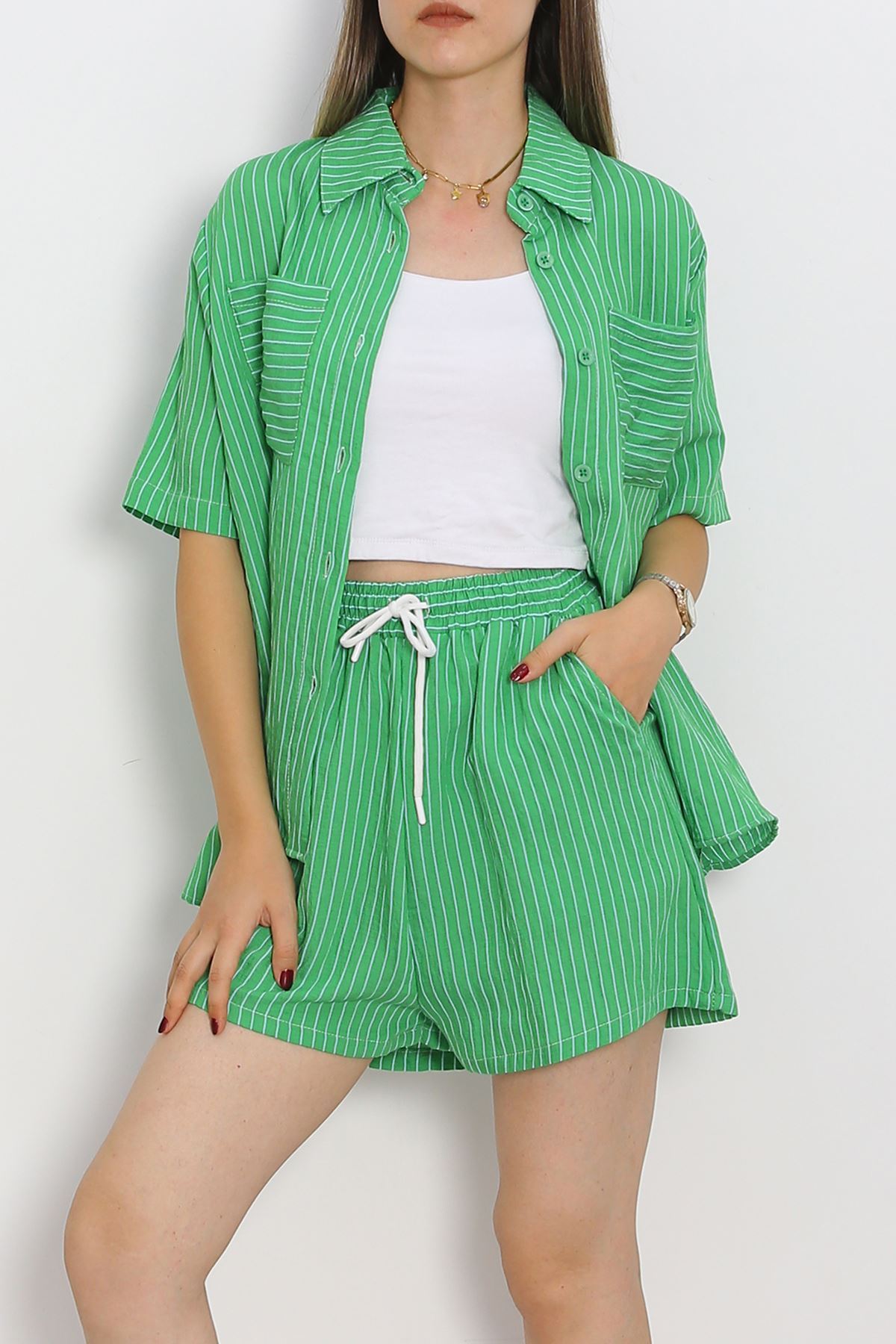 Oversized Shorts Set Green