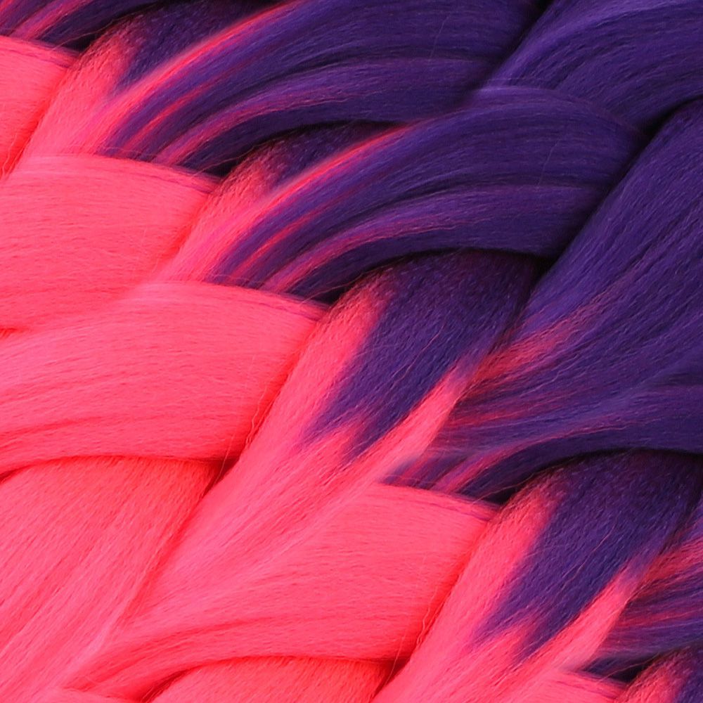 Afro Braiding Synthetic Color Transition Hair 100 Gr. / Purple / Neon Pink