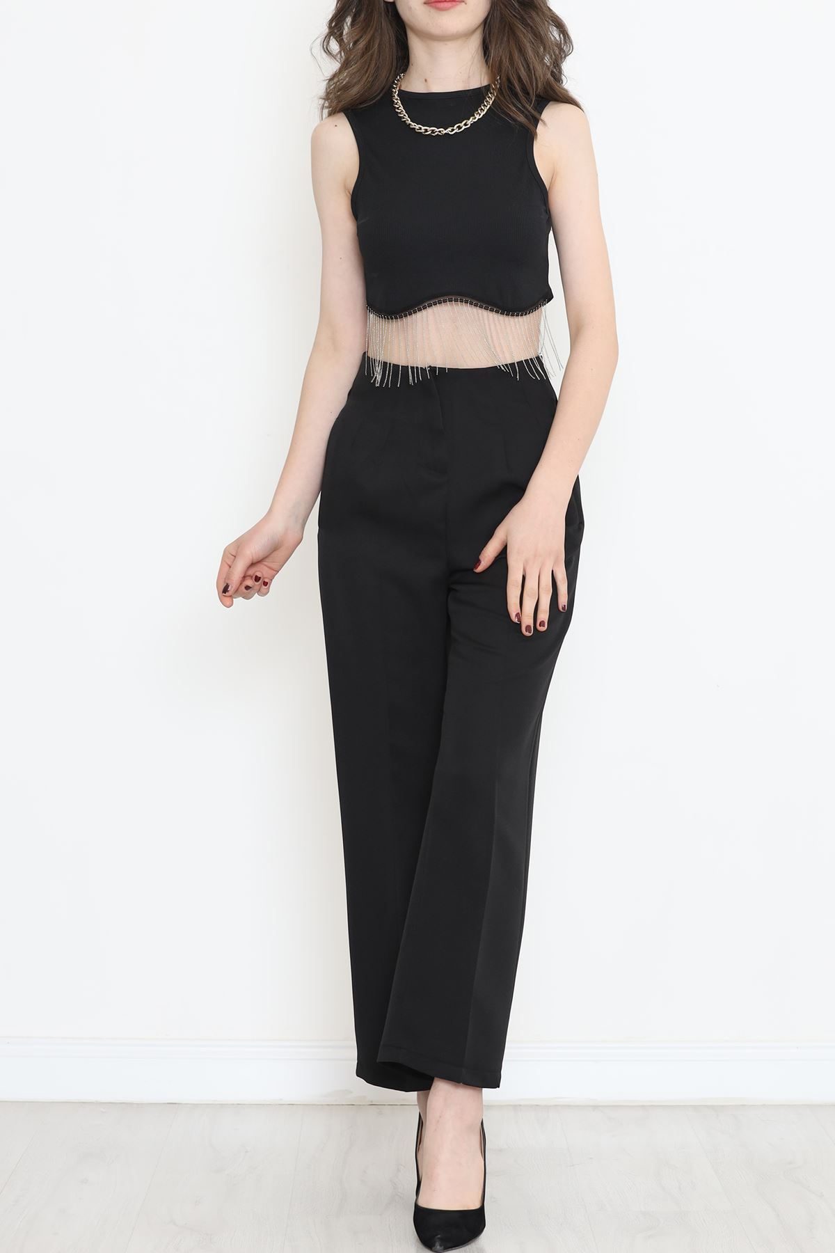 Waist Cuffed Pants Black