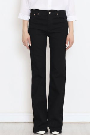 Flared Jeans Pants Black2