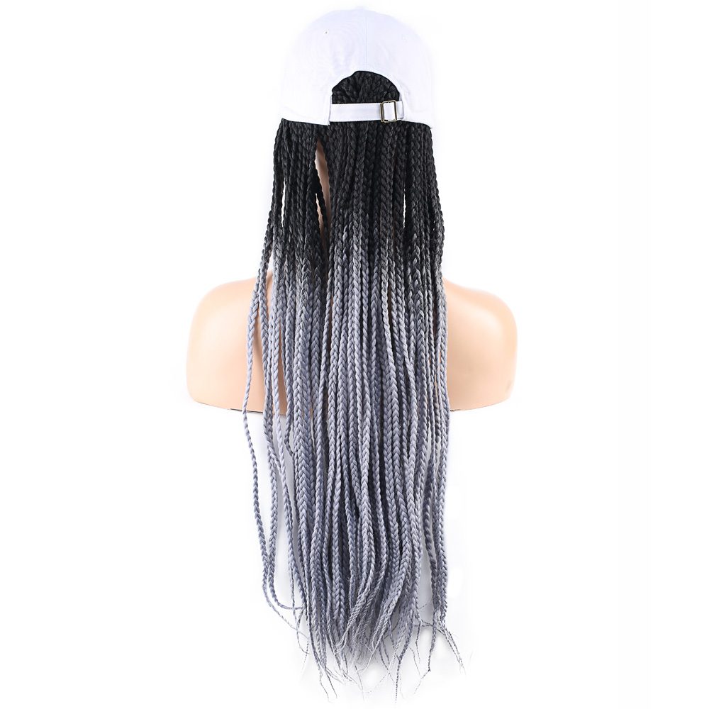 White Hat Look Mesh Wig / Black / Light Gray Ombré