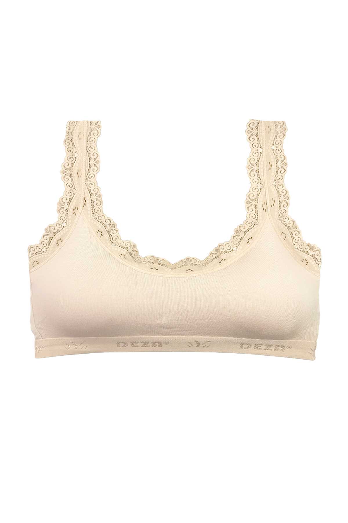 Lace Embroidery Padded Bamboo Women's Bustier Cream