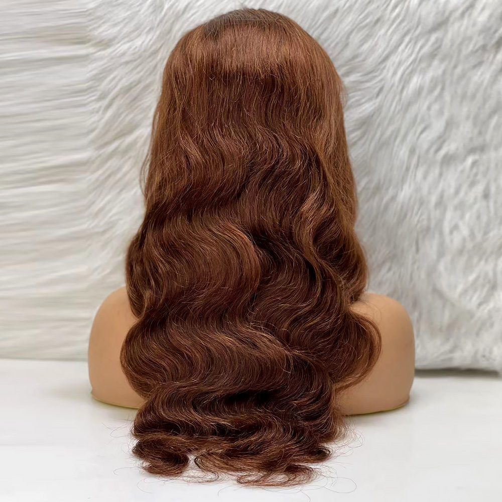 Wavy Front Lace Real Hair Tulle Wig / Light Brown / 70/75cm