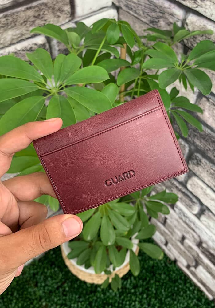 Antique Burgundy Leather Card Holder