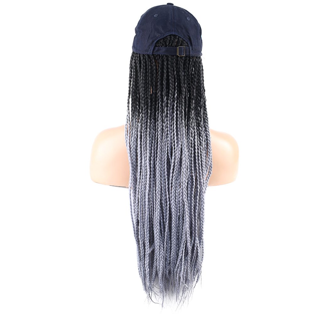 Navy Blue Hat Look Mesh Wig / Black / Light Gray Ombré