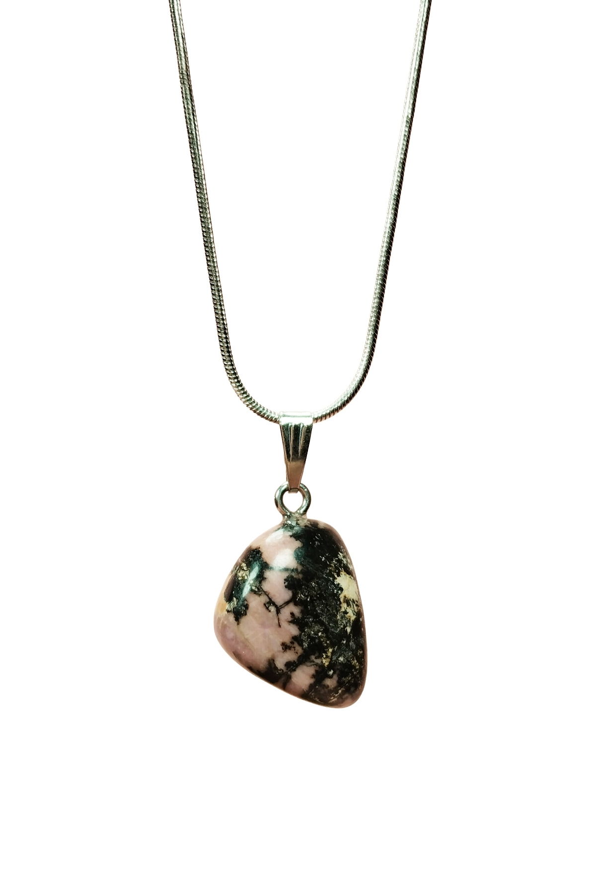 Rhodonite Natural Stone Handmade Pendant with Chain: 2 cm Chain: 20 cm Boxed