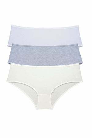 3Pcs Women High Waist Bato Panties White Gray Cream