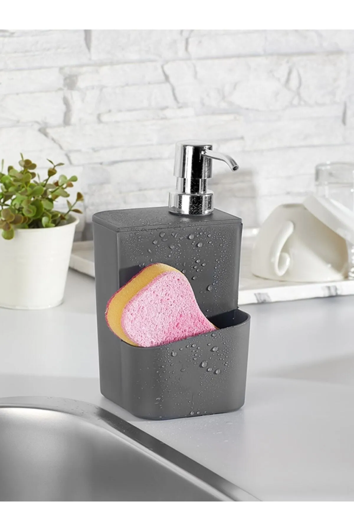 650 Ml 2-in-1 Smart Soap Dispenser and Sponge Holder