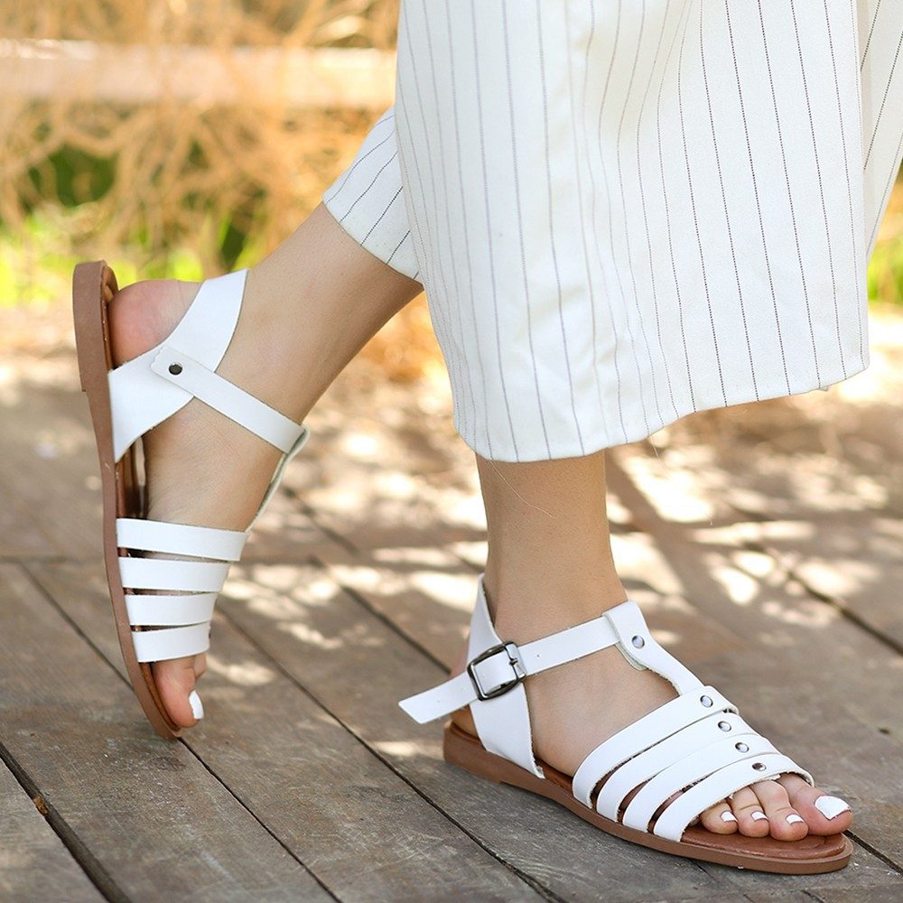 White Leather Sandals