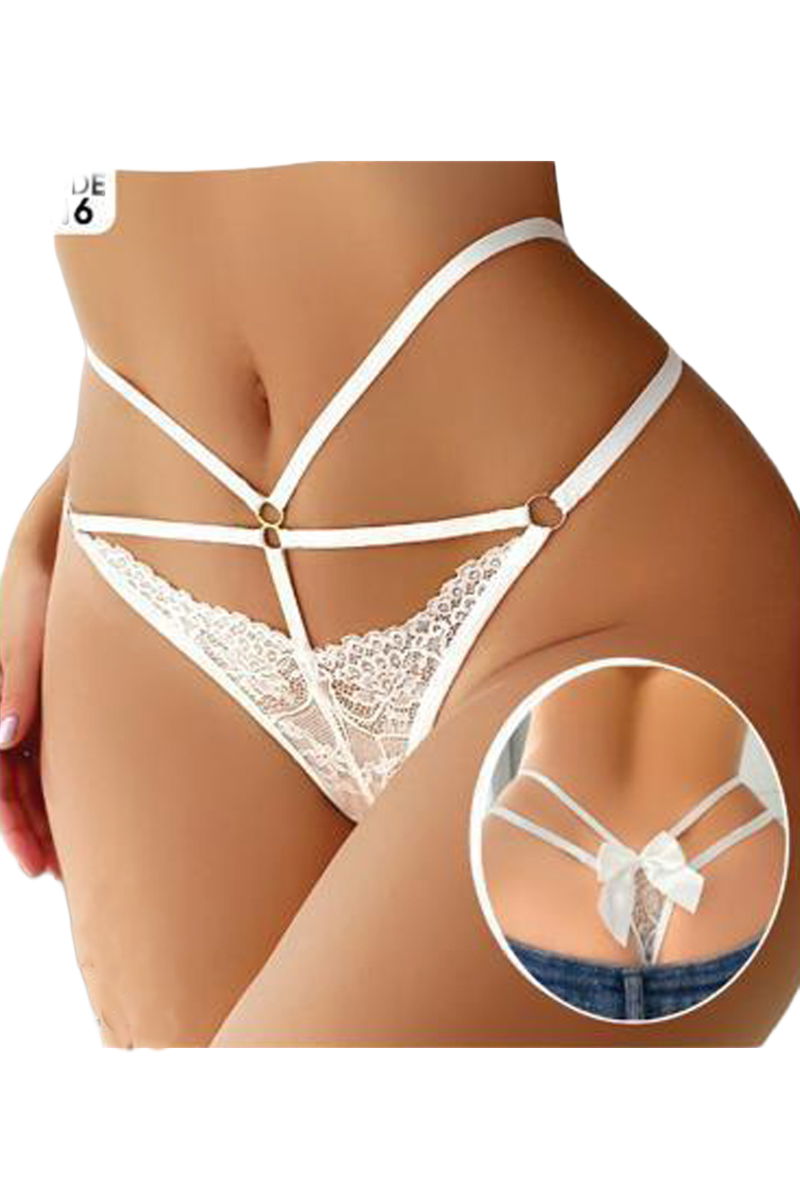 Women's Fancy Lingerie Thong Panties Perfect Fall D216 White