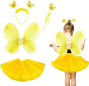 Yellow Butterfly Costume Kids - Yellow Butterfly Costume Accessory Set 4 Piece